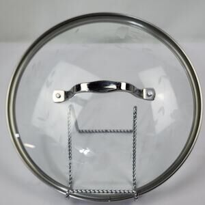 Princess House Heritage Etched Glass Replacement Lid 9.5” Pot Stainless Handle